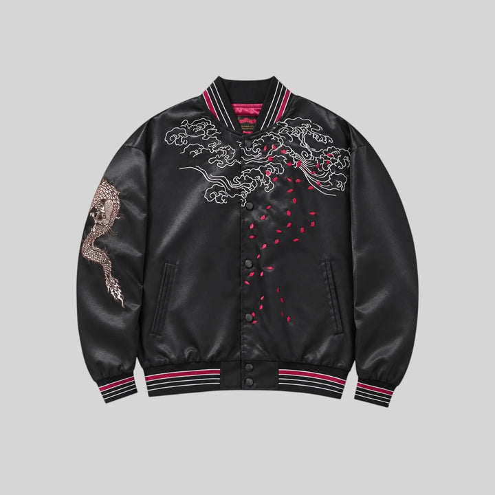 Veste Bomber Sukajan Brodé Noir