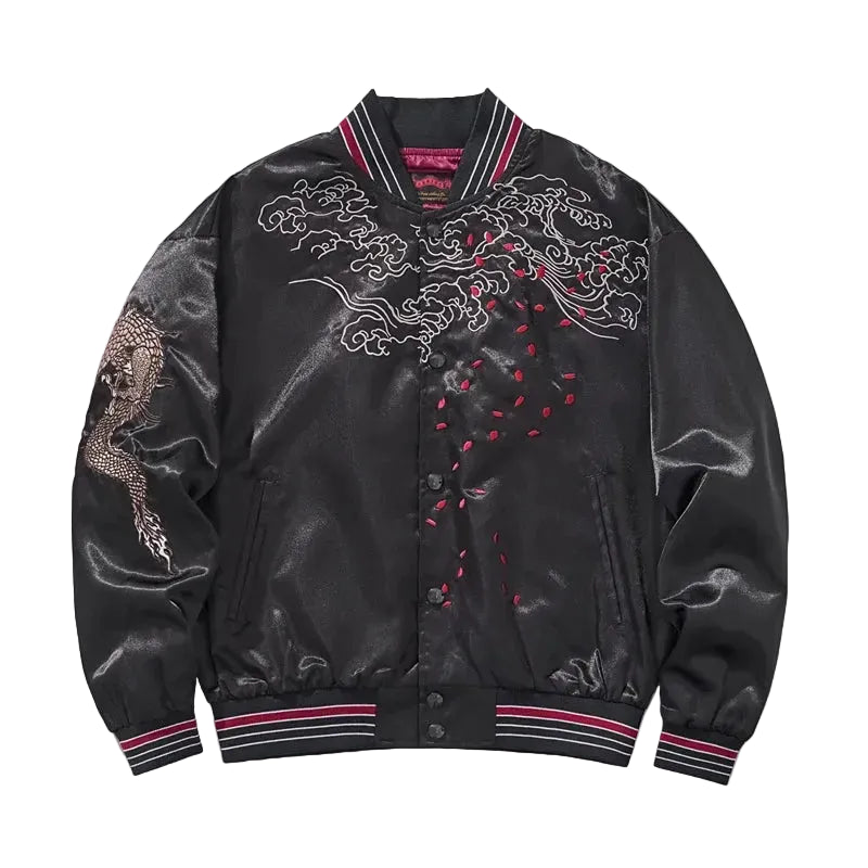 Veste Bomber Sukajan Brodé Noir qualité