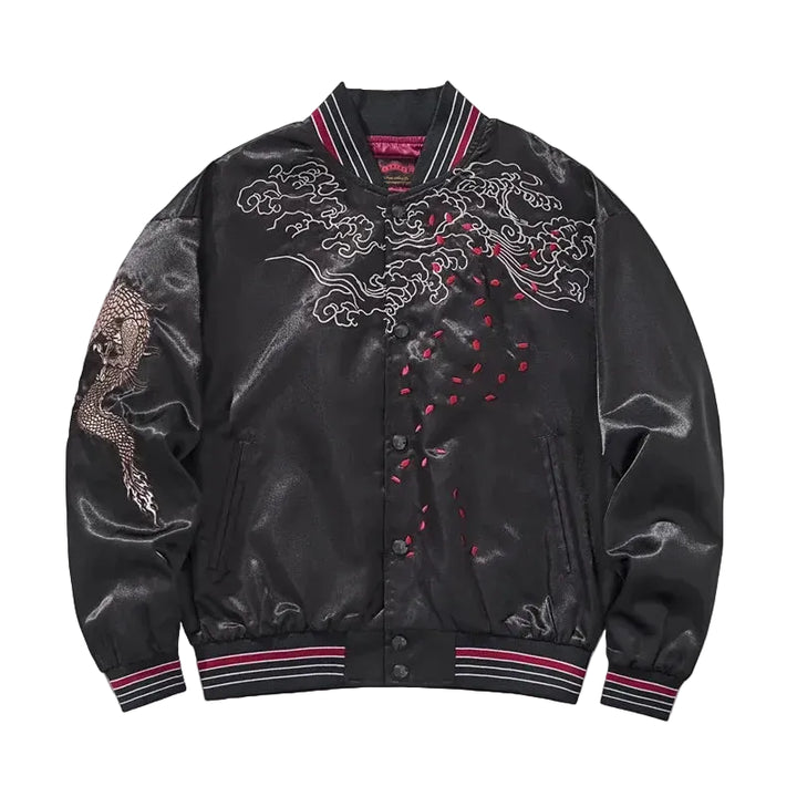 Veste Bomber Sukajan Brodé Noir qualité