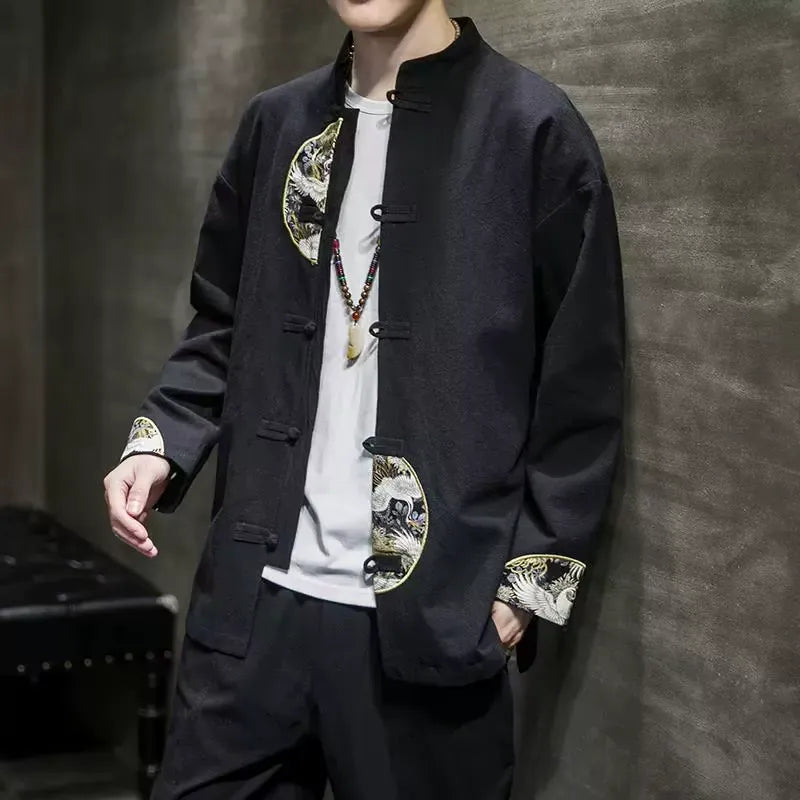 Veste Costume Kimono Homme Motif Grues Unique