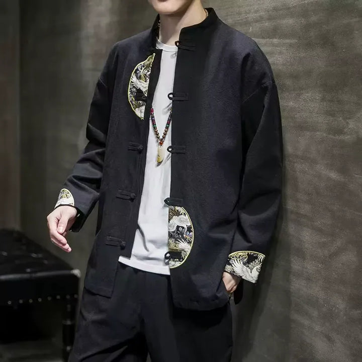 Veste Costume Kimono Homme Motif Grues Unique