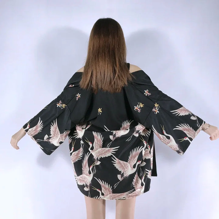 Veste Kimono Femme Ample Grues Confortable