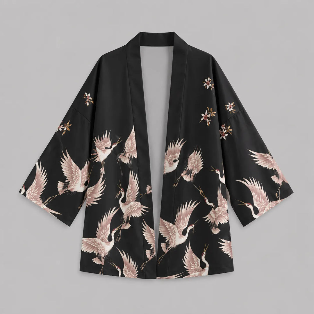 Veste Kimono Femme Ample Grues Originale