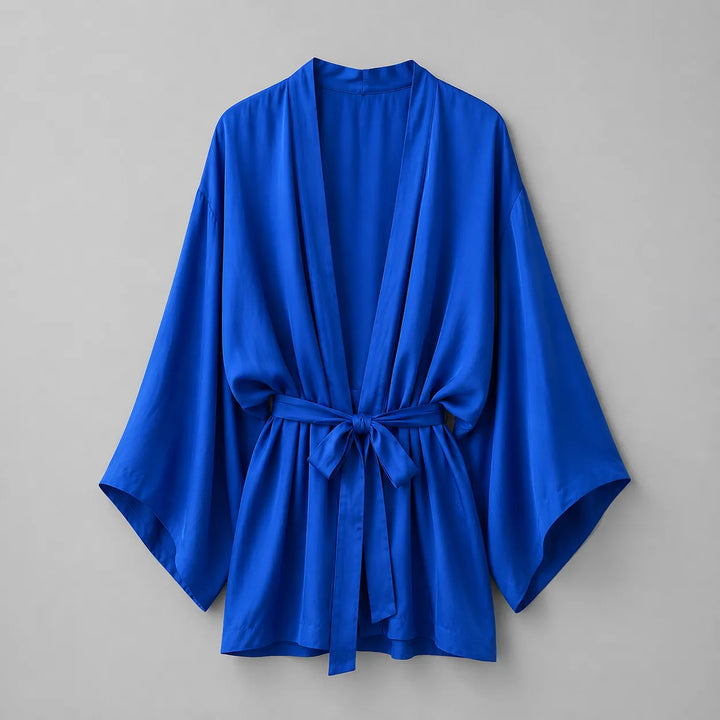 Veste Kimono Femme Bleue en Coton Confortable