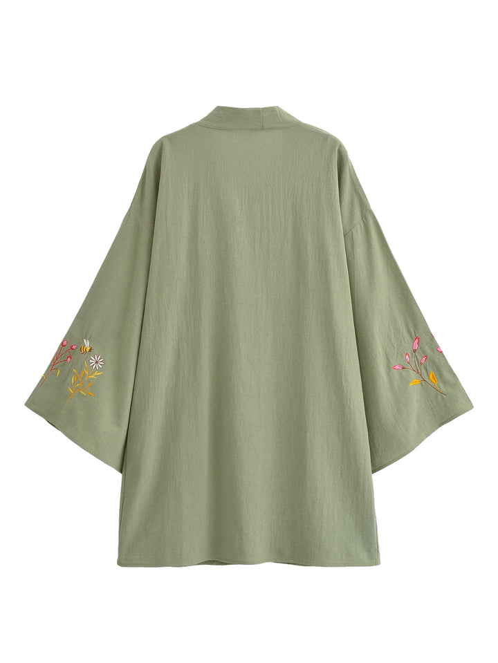 Veste Kimono Femme Bohème Brodée Dos