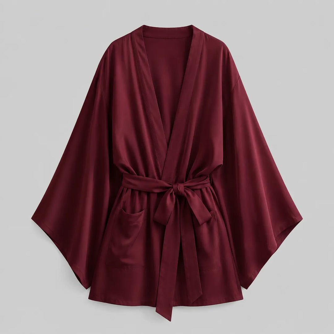 Veste Kimono Femme Bordeaux Unique