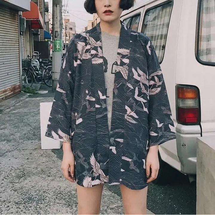 Veste Kimono Femme Grues Japonais