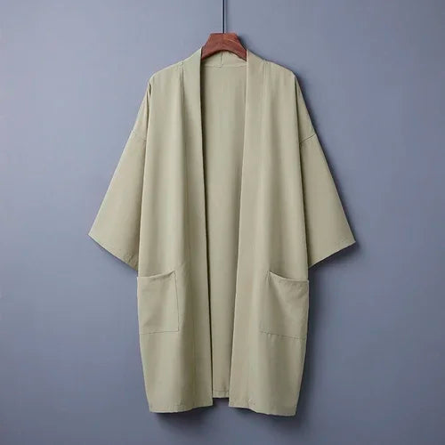 Veste Kimono Femme Longue Epurée Beige