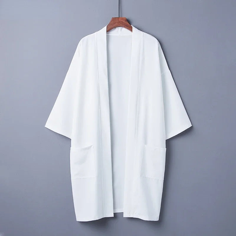 Veste Kimono Femme Longue Epurée Blanche