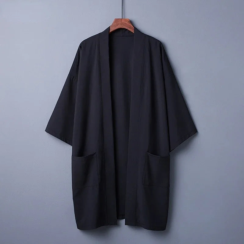 Veste Kimono Femme Longue Epurée Noir