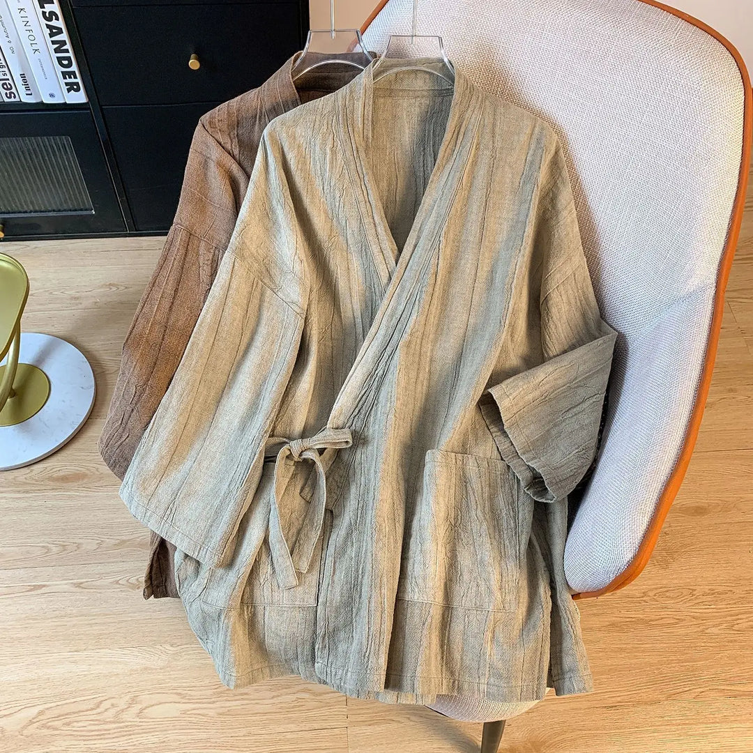 Veste Kimono Femme Style Chemise Beige