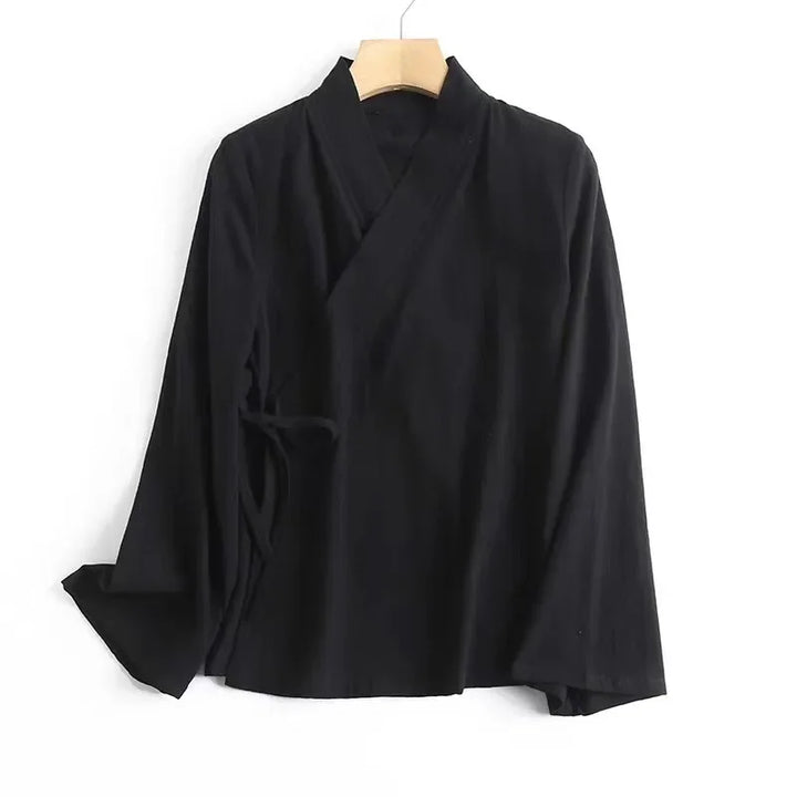 Veste Kimono Femme Style Chemise Minimaliste Noir
