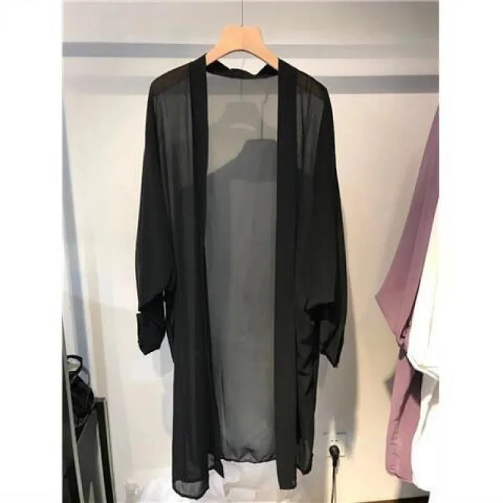 Veste Kimono Femme en Mousseline noir