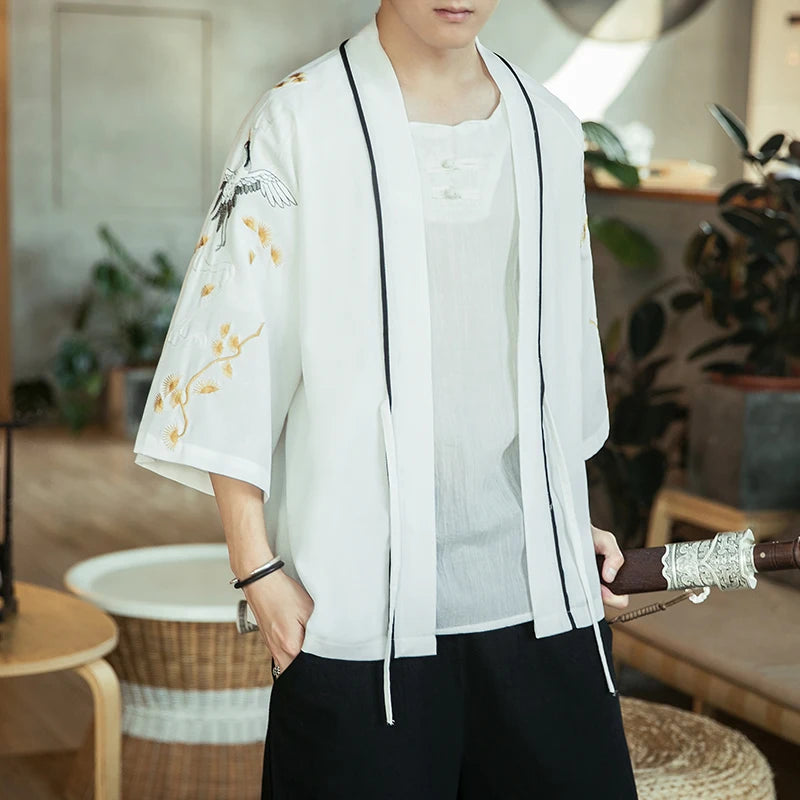 Veste Kimono Homme Elégante Blanc