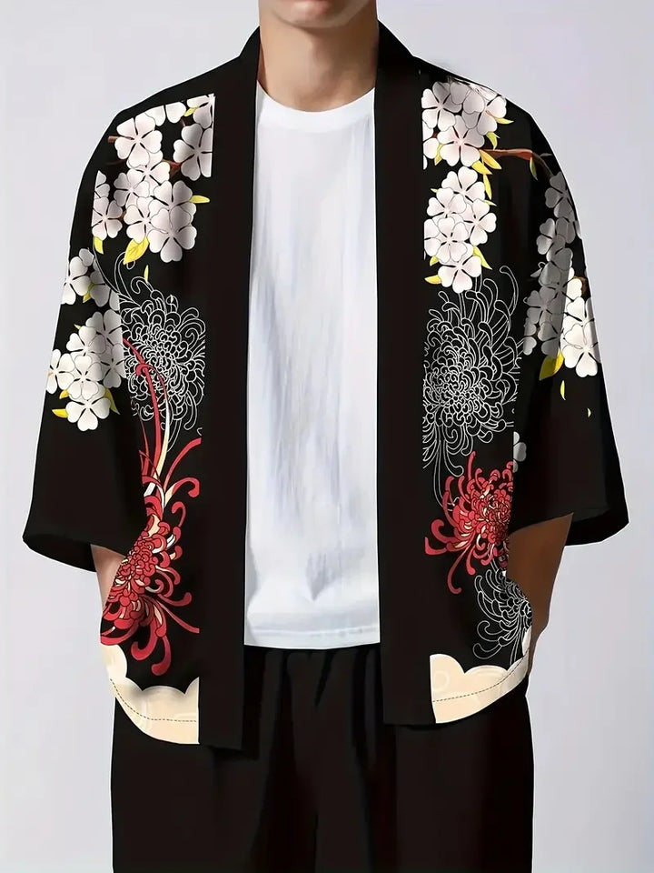 Veste Kimono Homme Fleuri