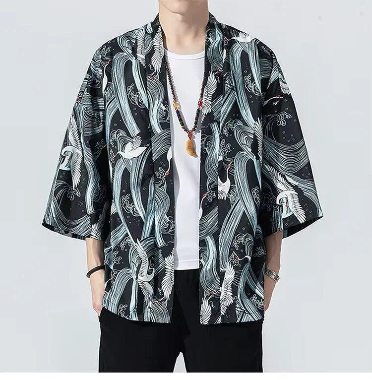 Veste Kimono Homme Imprimé Léger