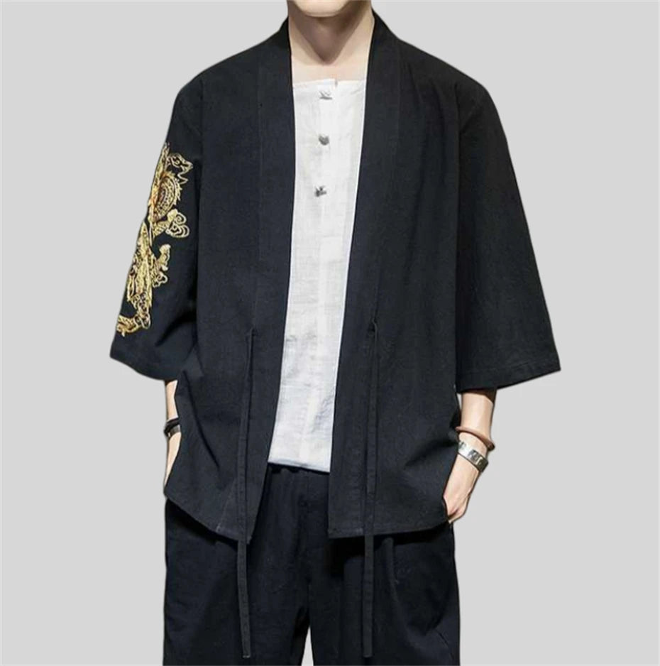 Veste Kimono Homme Manches Brodées 