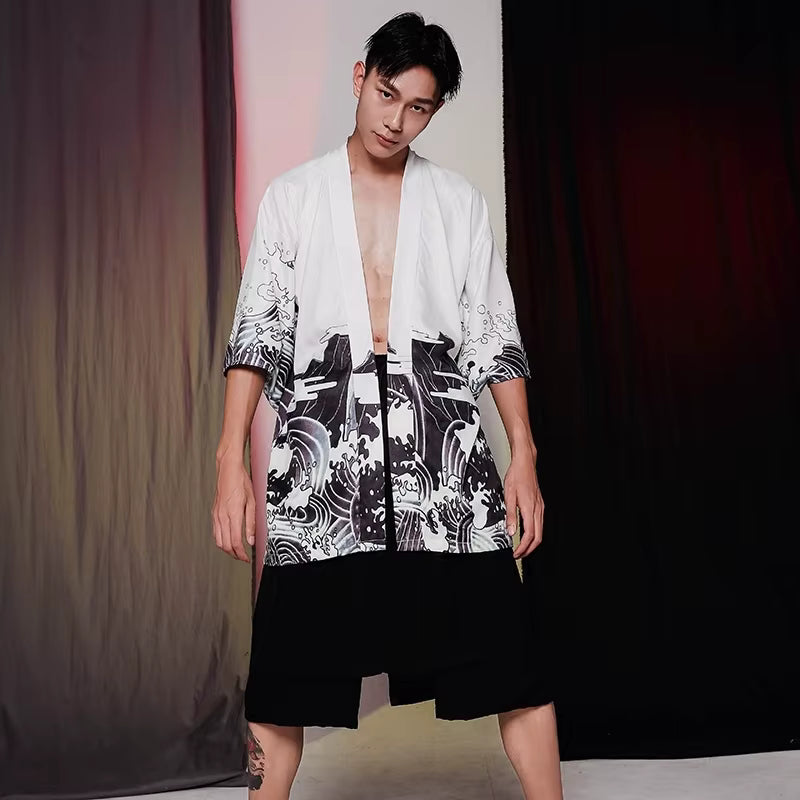 Veste Kimono Homme Monochrome Chic