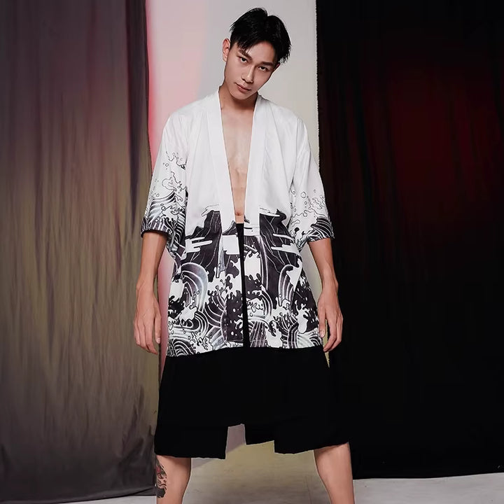 Veste Kimono Homme Monochrome Chic