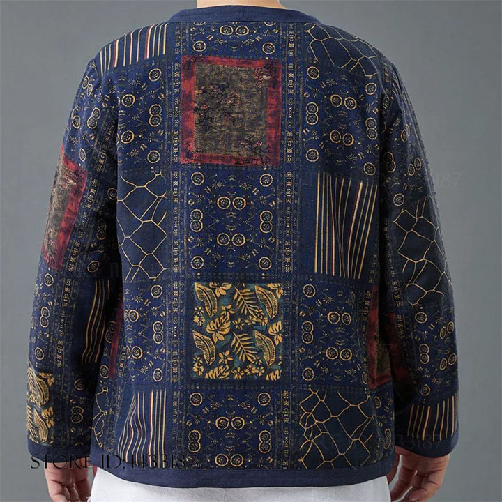 Veste Kimono Japonais Bleu Rétro Dos