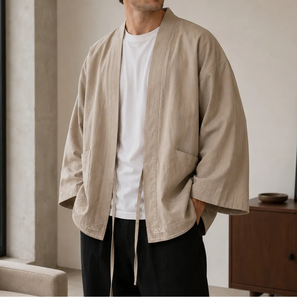 Veste Kimono Japonais à Broderie Epurée