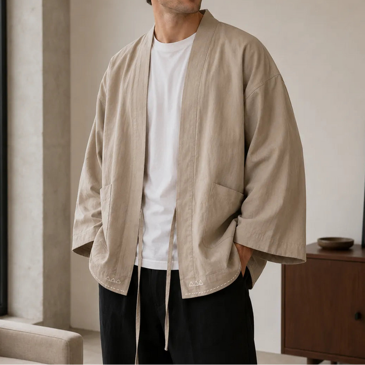 Veste Kimono Japonais à Broderie Epurée