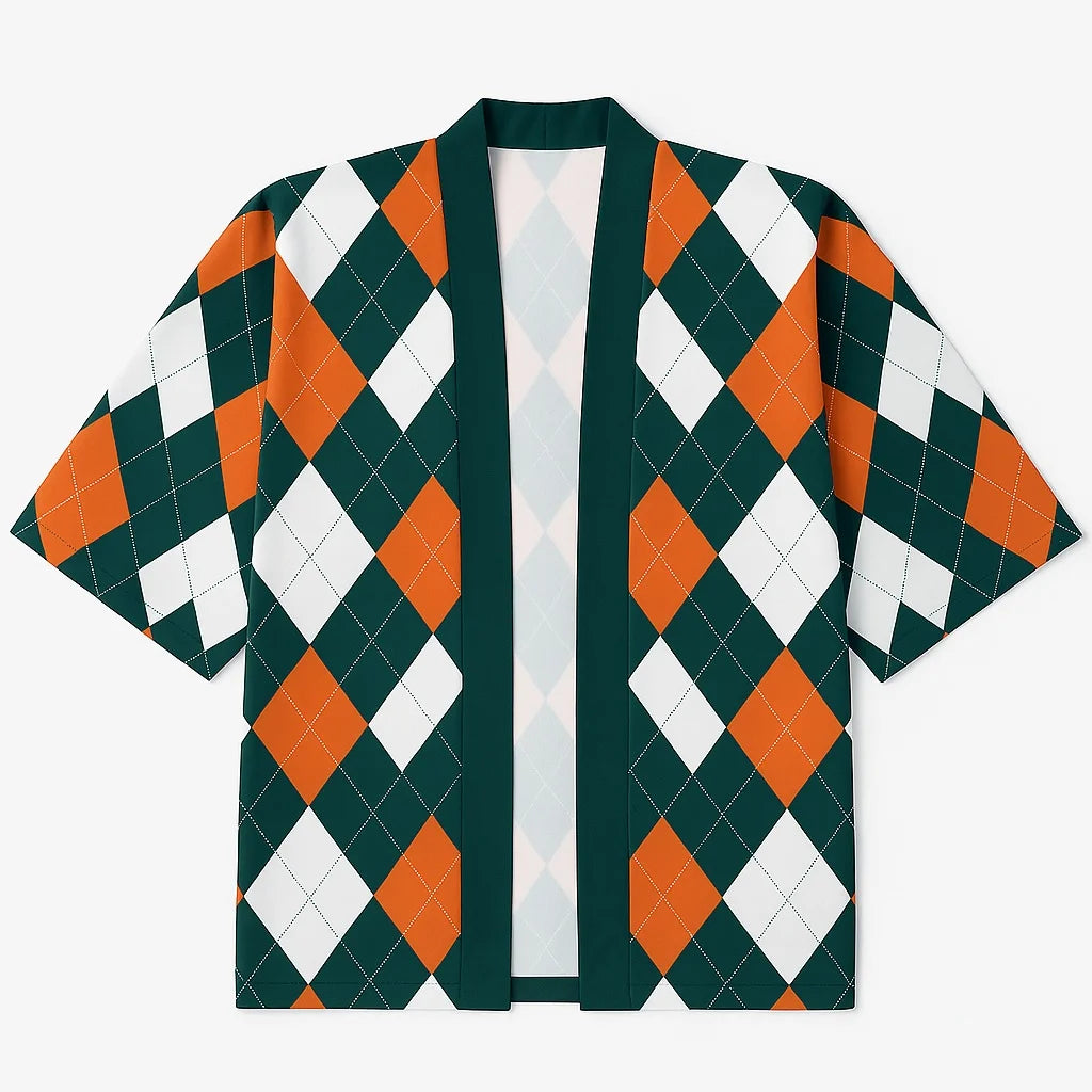 Veste Kimono Japonais Carreaux Originale