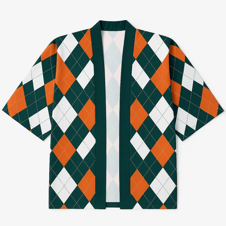 Veste Kimono Japonais Carreaux Originale