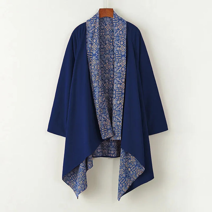 Veste Kimono Japonais Double Face Bleu