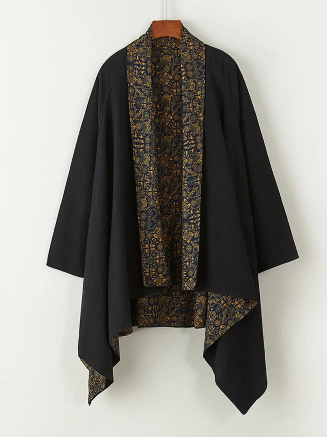 Veste Kimono Japonais Double Face Noir