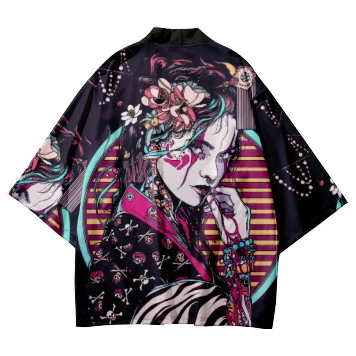Veste Kimono Japonais Femme Colorée Dos