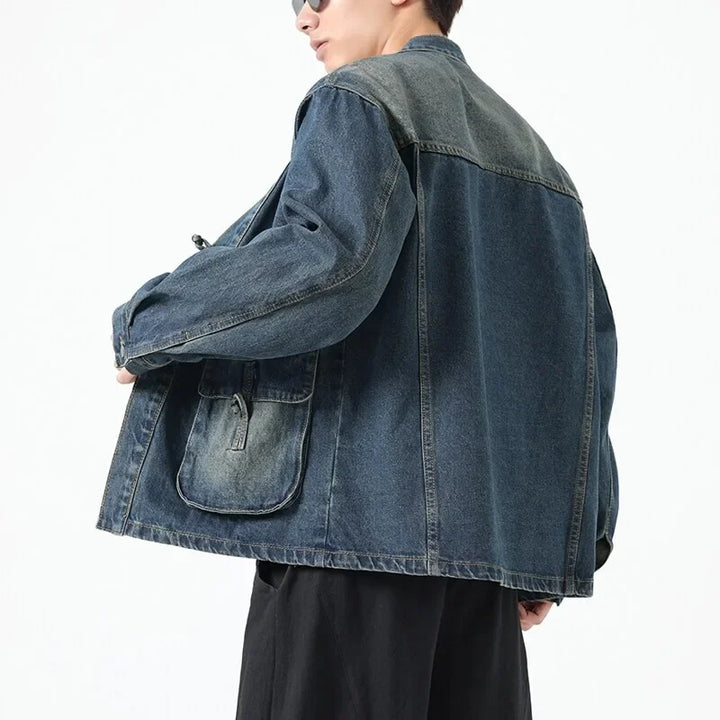 Veste Kimono Japonais en Jean à Poches Dos