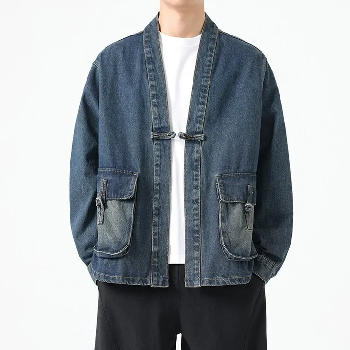 Veste Kimono Japonais en Jean à Poches Originale