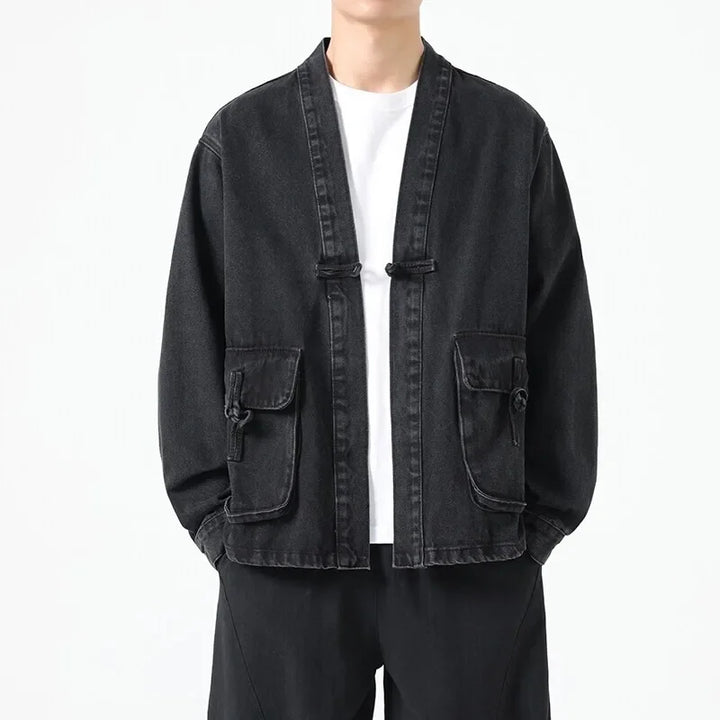 Veste Kimono Japonais en Jean à Poches Unique