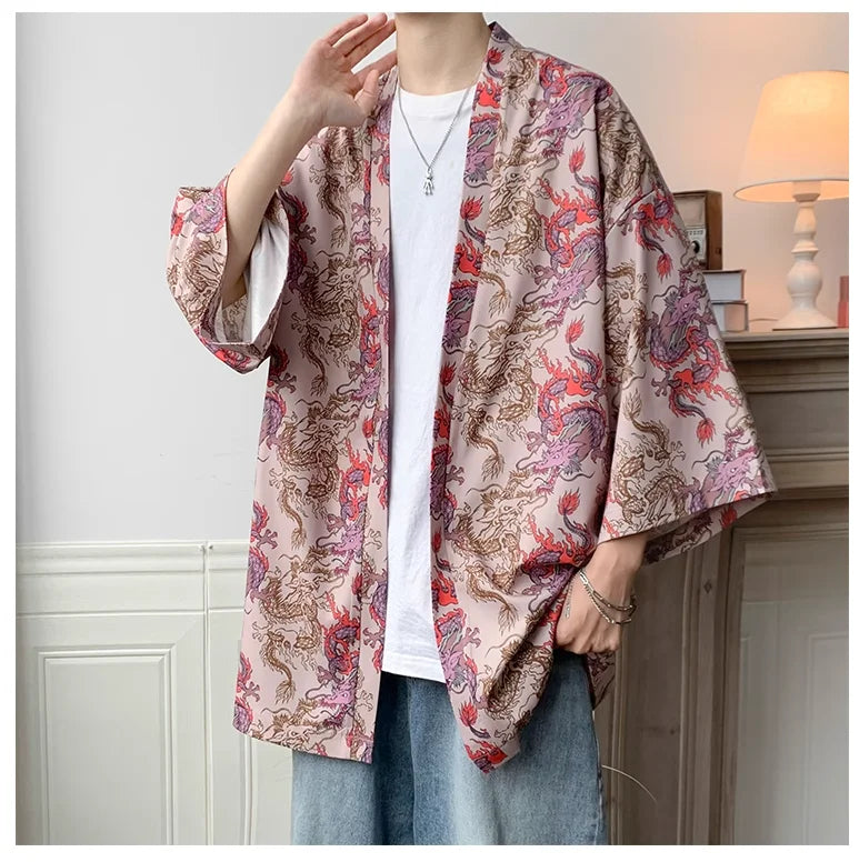 Veste Kimono Légère Imprimé Dragon Unique