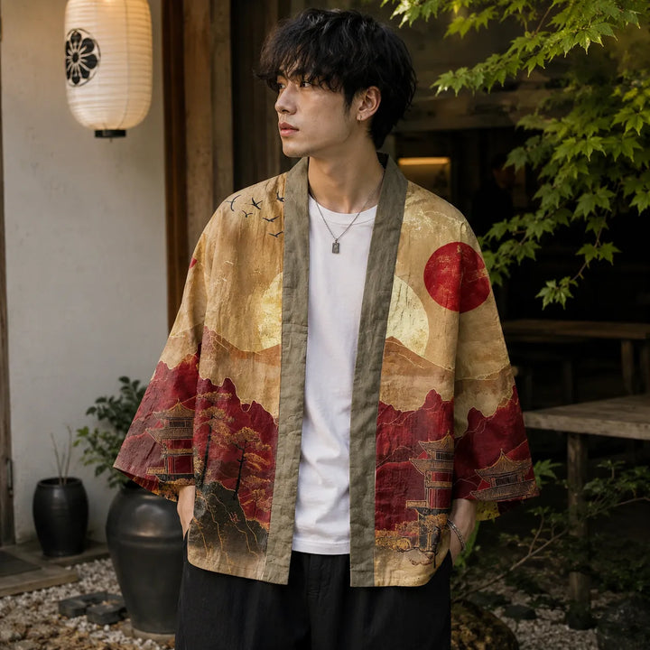Veste Kimono Paysage Japonais Confortable