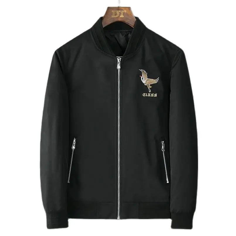 Veste Sukajan Élégant Grue Noir