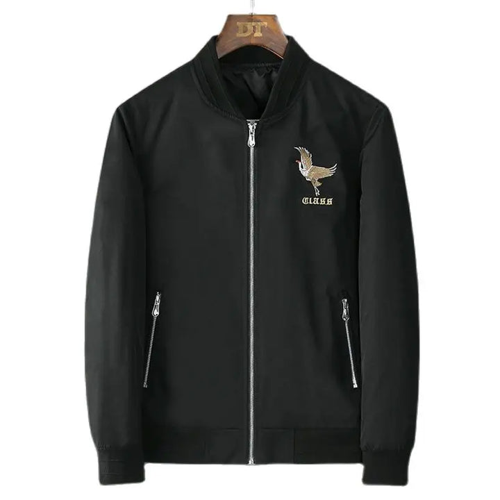 Veste Sukajan Élégant Grue Noir
