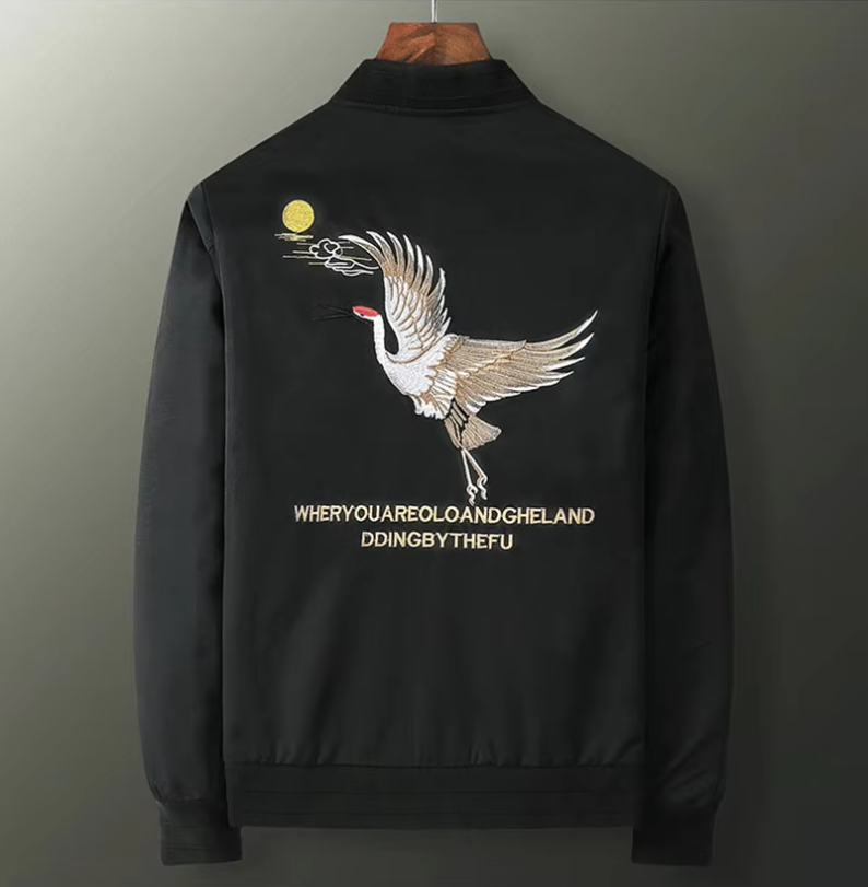 Veste Sukajan Élégant Grue fluide