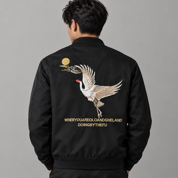 Veste Sukajan Élégant Grue unique