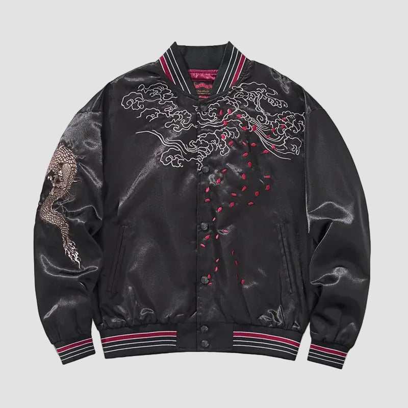 Veste bomber sukajan brodé noir