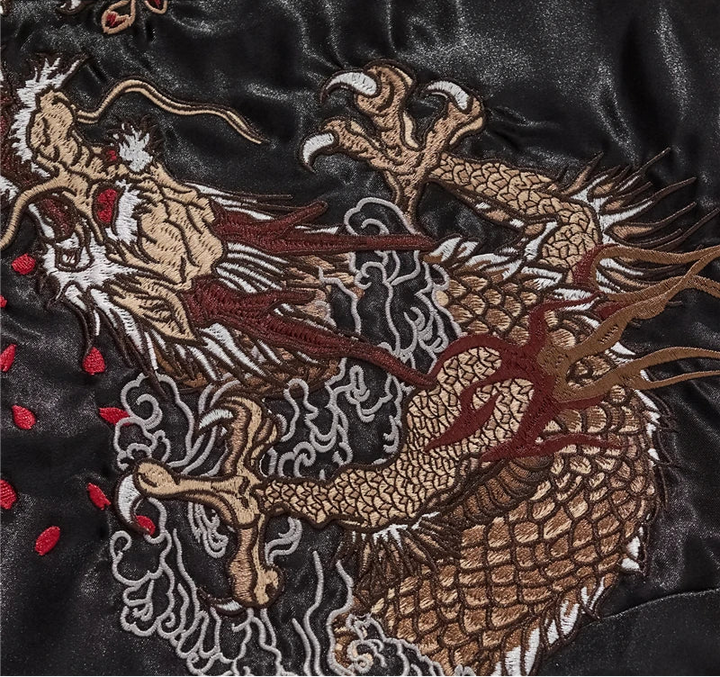 Veste bomber sukajan brodé noir Unique