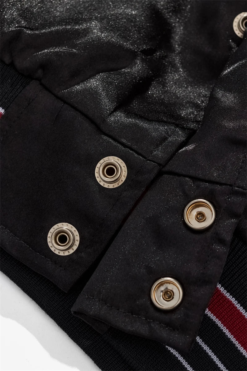 Veste bomber sukajan brodé noir audacieux
