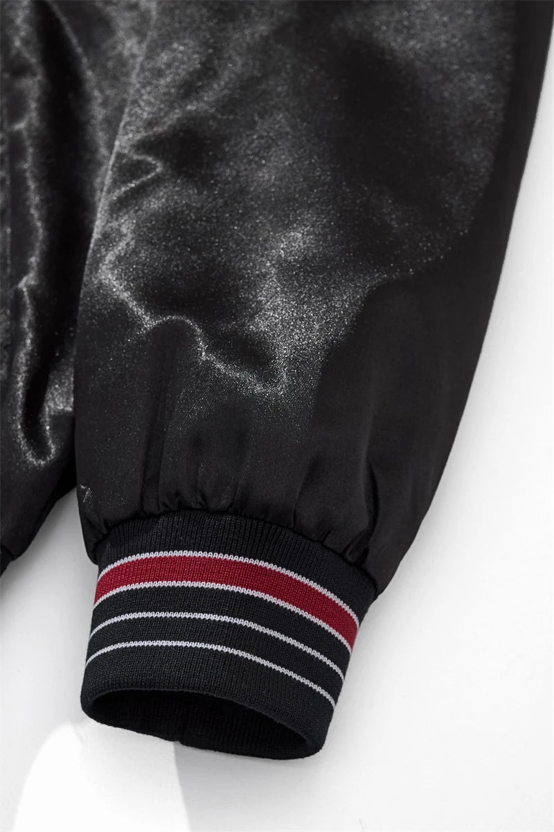 Veste bomber sukajan brodé noir authentique