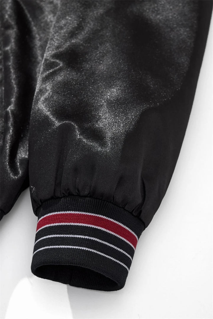Veste bomber sukajan brodé noir authentique