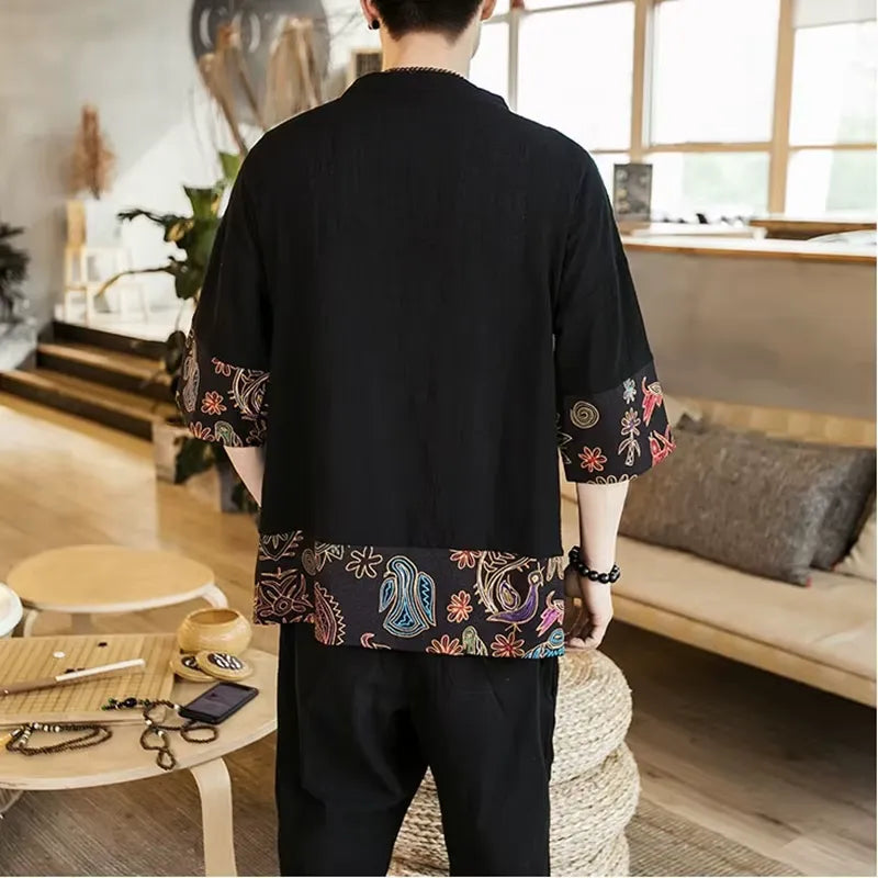 Veste mi-Longue Kimono Noir Homme Unique 