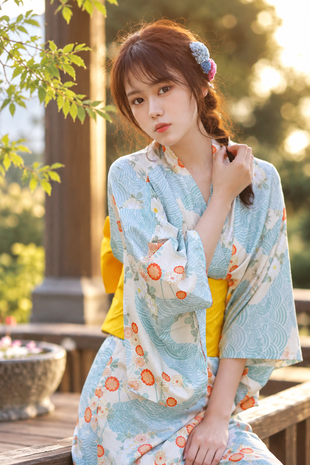 Yukata Femme Japonais Bleu