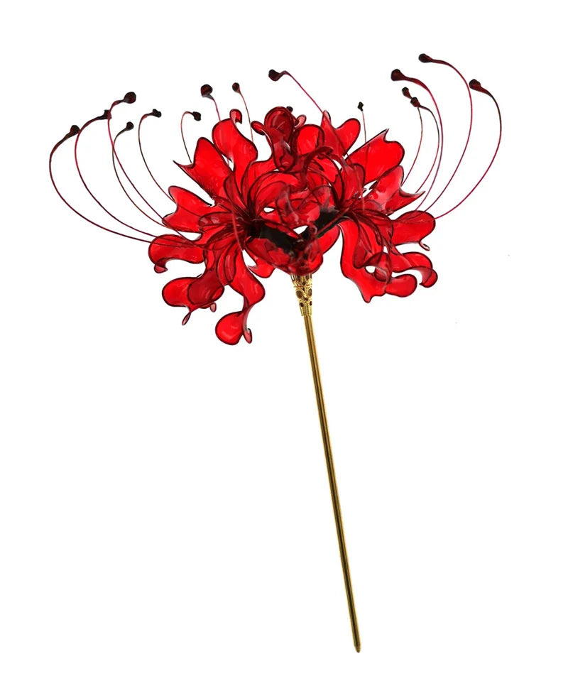 Épingle Kanzashi Fleur Lycoris Japonais rouge