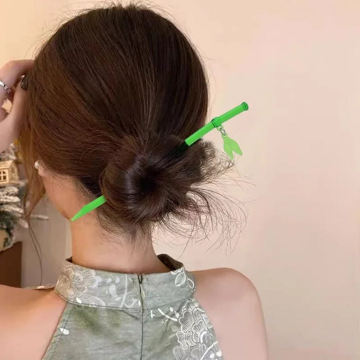Épingle à cheveux japonais bambou en verre verte