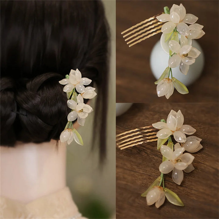 Épingle à cheveux japonaise florale artisanale